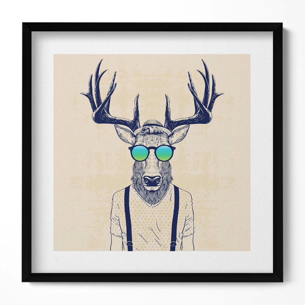 Obraz v rámu efektivní Abstraktní jelen s lidskými rysy