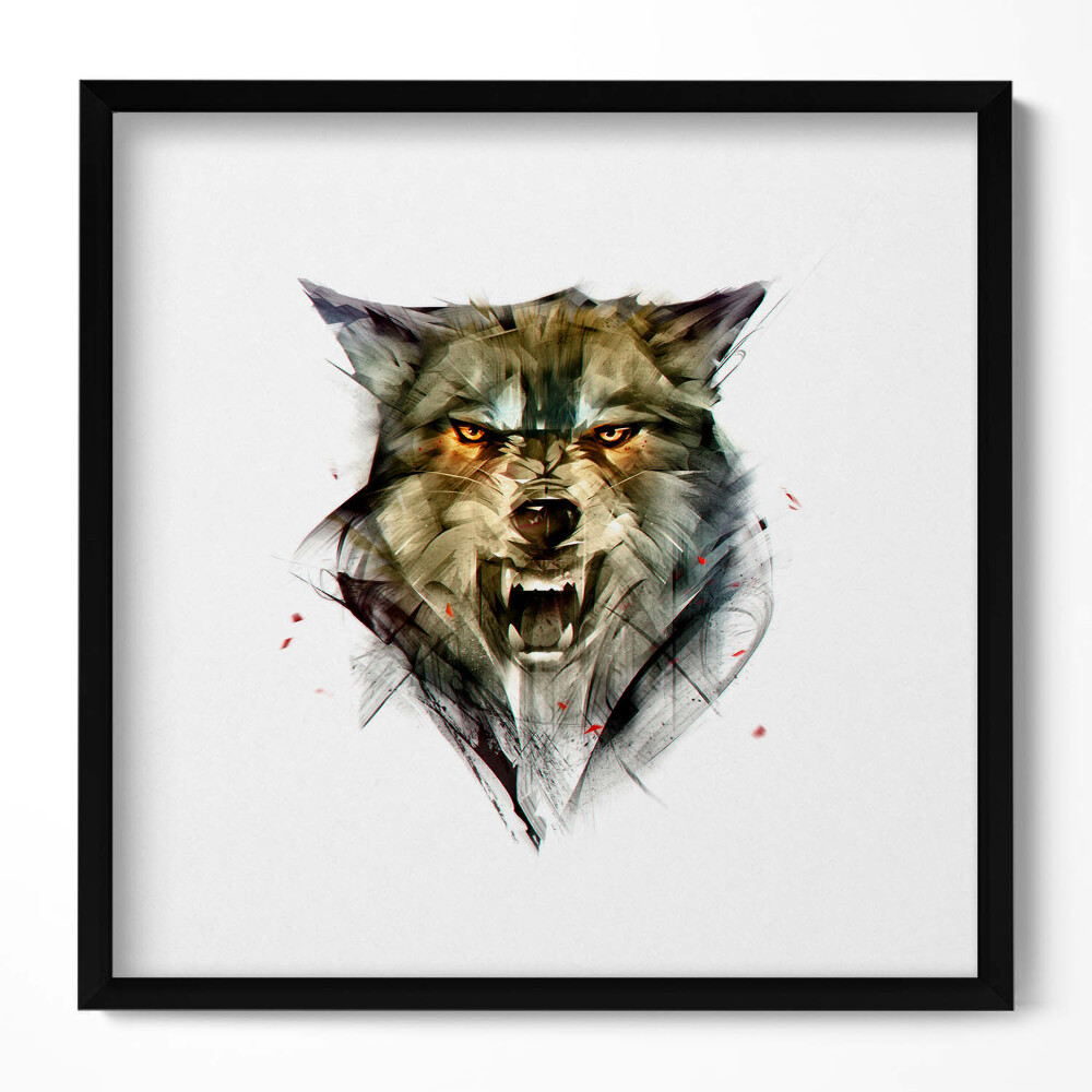 Obraz v rámu efektivní Kreslený portrét vlka