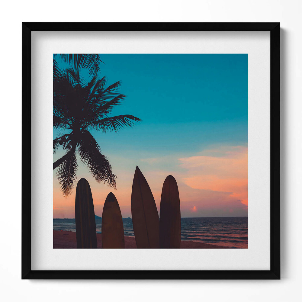 Obraz v rámu efektivní Surfování na tropické pláži