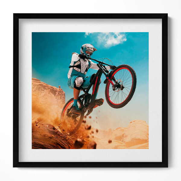 Obraz v rámu efektivní Jízda na motorce v poušti