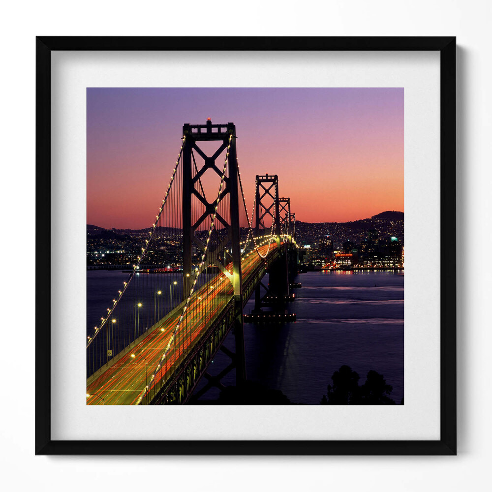 Obraz v rámu efektivní San Francisco Bridge a západ slunce