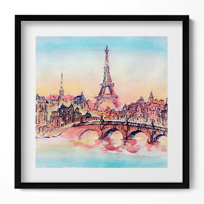 Obraz v rámu efektivní Malovaný pohled na Paříž