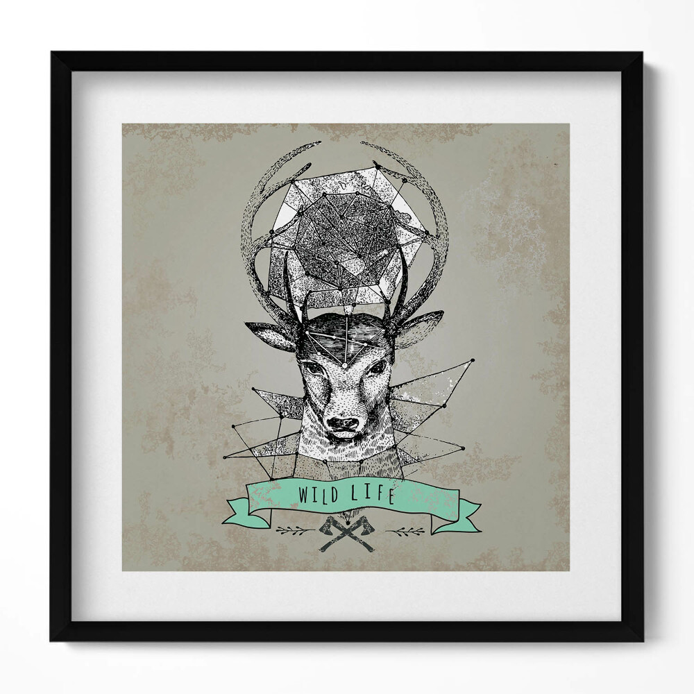 Obraz v rámu efektivní Jelení hlava