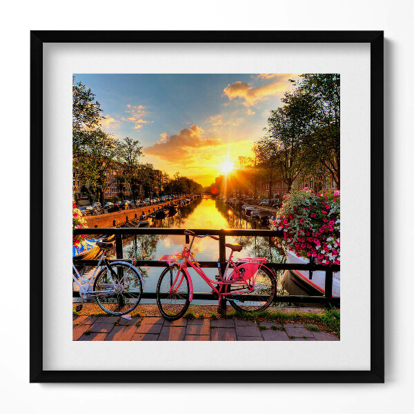 Obraz v rámu efektivní Východ slunce nad Amsterdamem