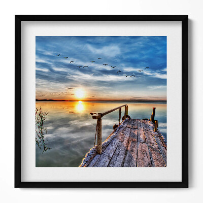 Obraz v rámu efektivní Západ slunce u jezera
