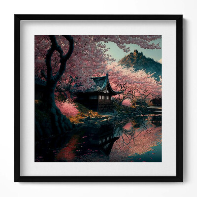 Obraz v rámu efektivní Krásný asijský třešňový květ