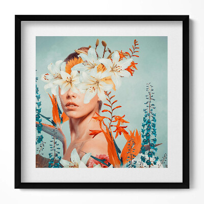 Obraz v rámu efektivní Abstraktní žena s květinami