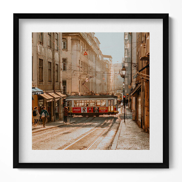 Obraz v rámu efektivní Pohled na Lisabon a tramvaj