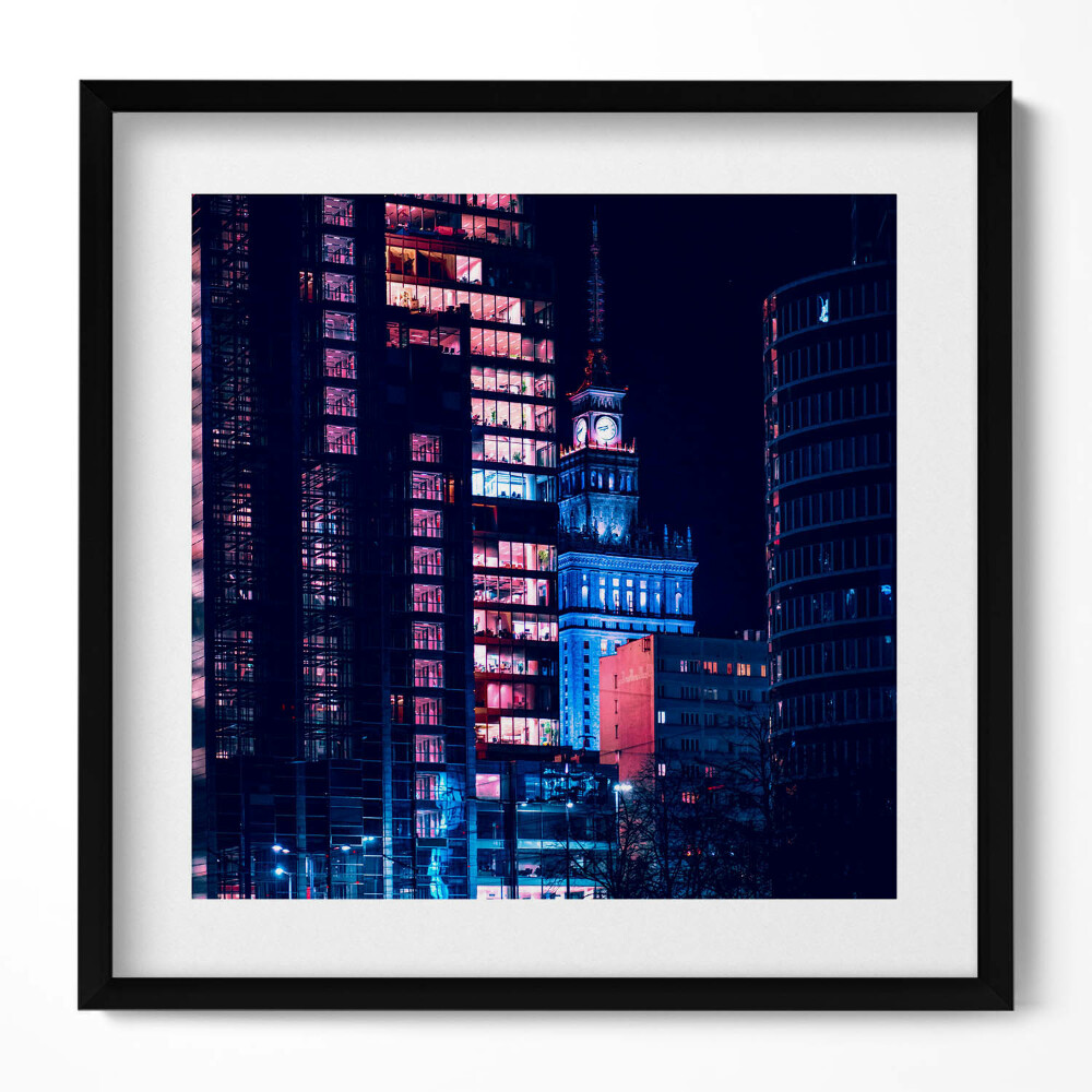 Obraz v rámu efektivní Varšava v noci