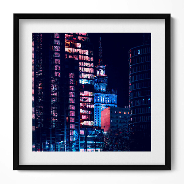 Obraz v rámu efektivní Varšava v noci