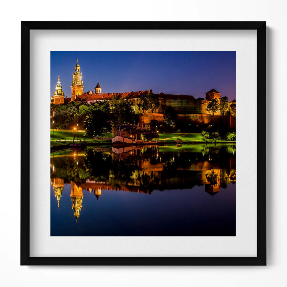 Obraz v rámu efektivní Wawel v noci, Visla