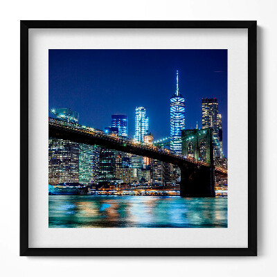 Obraz v rámu efektivní Brooklynský most v New Yorku v noci