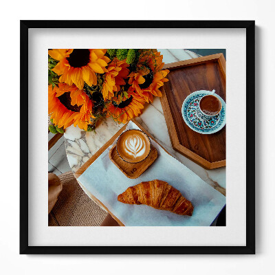 Obraz v rámu efektivní Francouzský croissant a káva