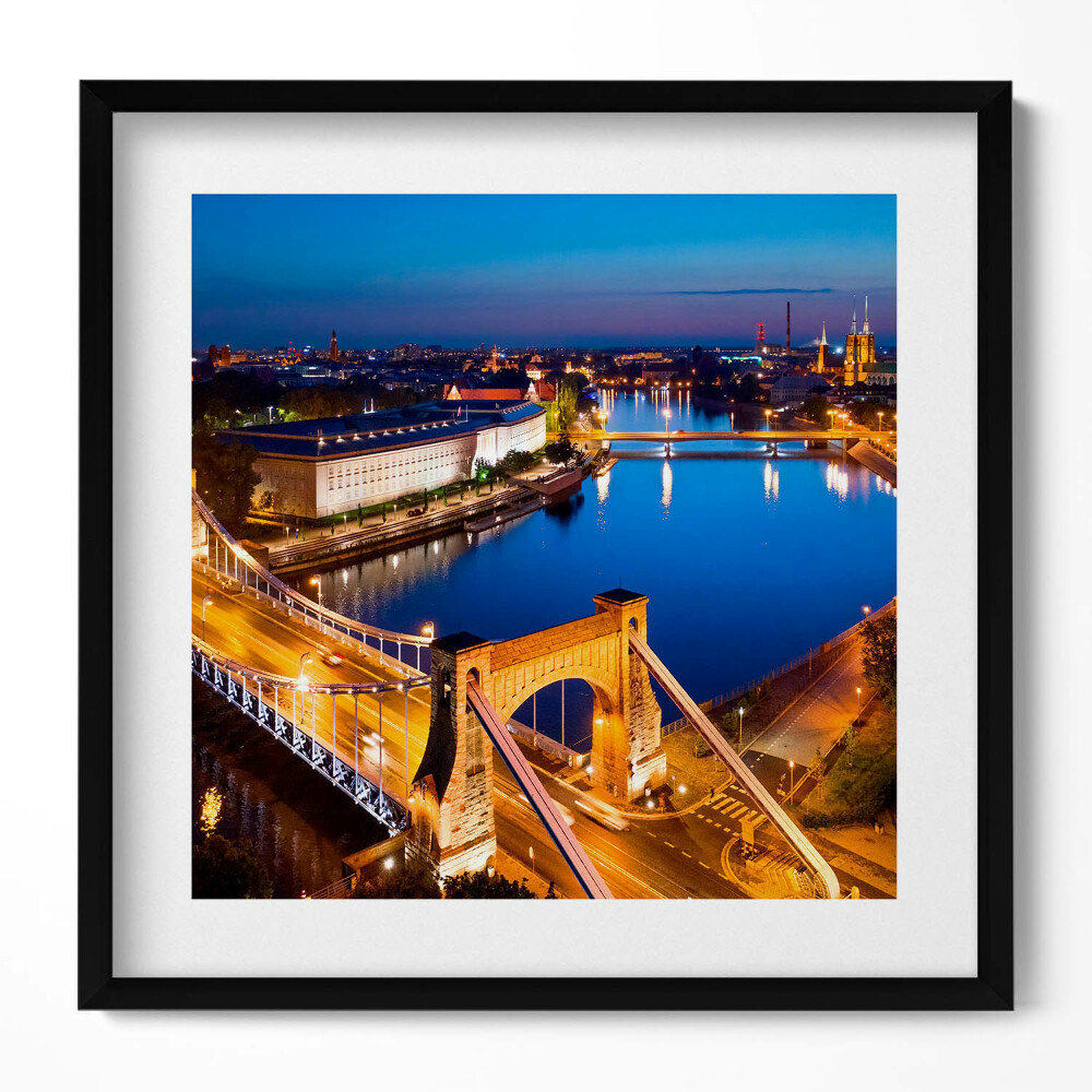 Obraz v rámu efektivní Město v noci Wrocław