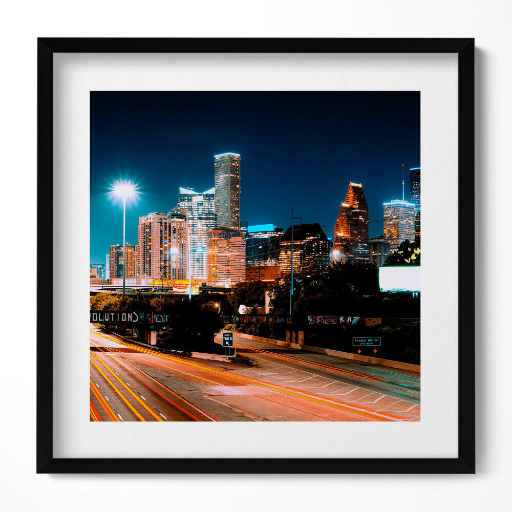 Obraz v rámu efektivní Město Houston v noci