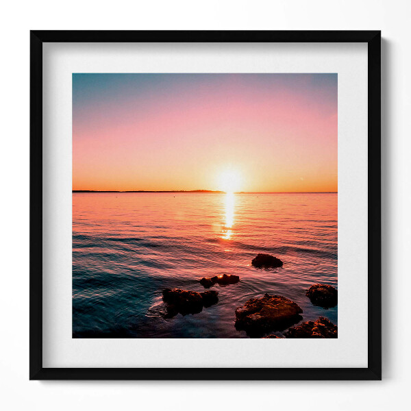 Obraz v rámu efektivní Skály při západu slunce