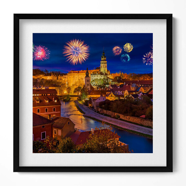 Obraz v rámu efektivní Ohňostroje Krumlov Česká republika