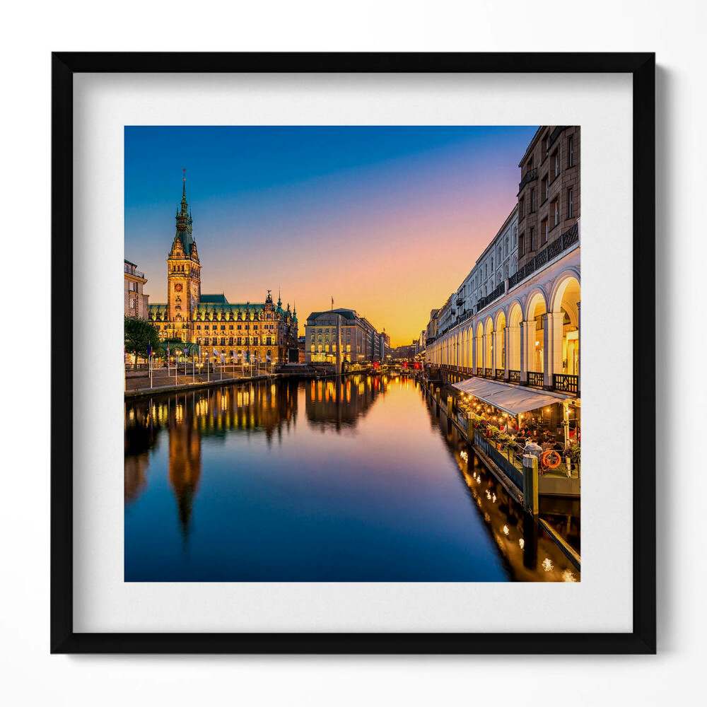 Obraz v rámu efektivní Radnice v německém Hamburku