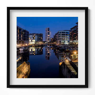 Obraz v rámu efektivní Město Leeds v noci osvětlené