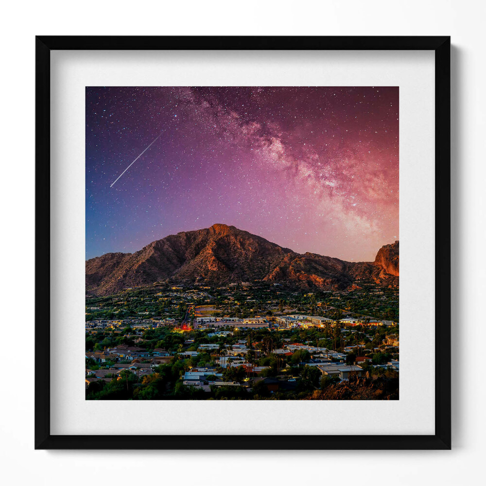 Obraz v rámu efektivní Hory s galaxií na obloze