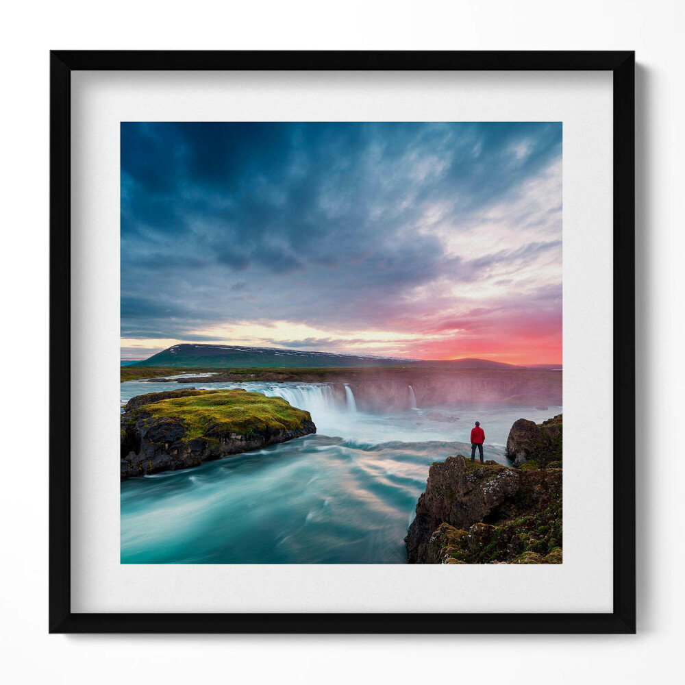 Obraz v rámu efektivní Krajina s vodopádem Godafoss