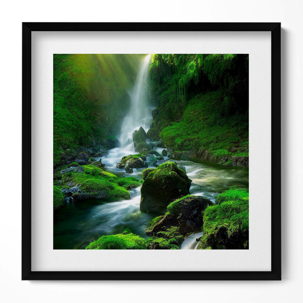 Obraz v rámu efektivní Vodopád a skály