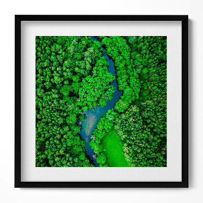 Obraz v rámu efektivní Řeka v lese