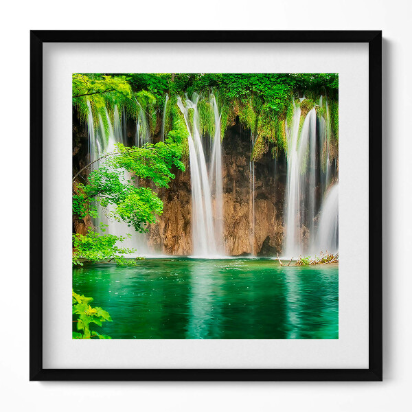 Obraz v rámu efektivní Příroda - jezero vodopád a vegetace