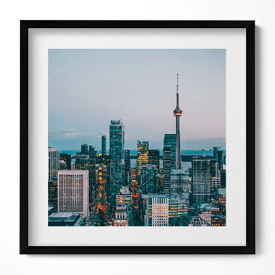 Obraz v rámu efektivní Panorama města ve večerních hodinách