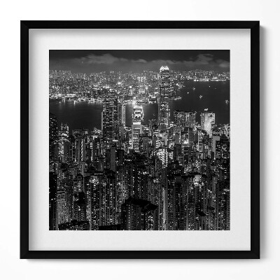 Obraz v rámu efektivní Pohled na město v noci