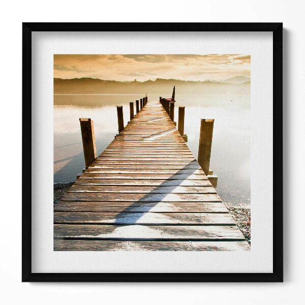 Obraz v rámu efektivní Dřevěný most přes vodu