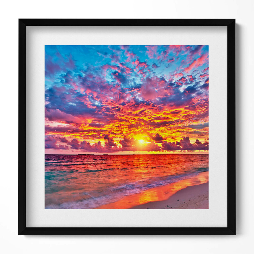 Obraz v rámu efektivní Západ slunce nad mořem