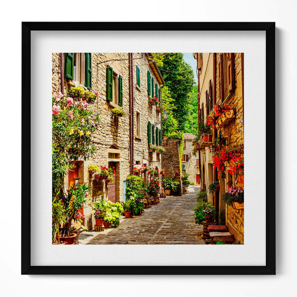 Obraz v rámu efektivní Malebná městská ulice