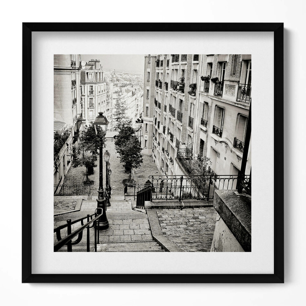 Obraz v rámu efektivní Černobílý pohled na ulici města