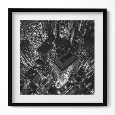 Obraz v rámu efektivní Velké město v noci z ptačí perspektivy
