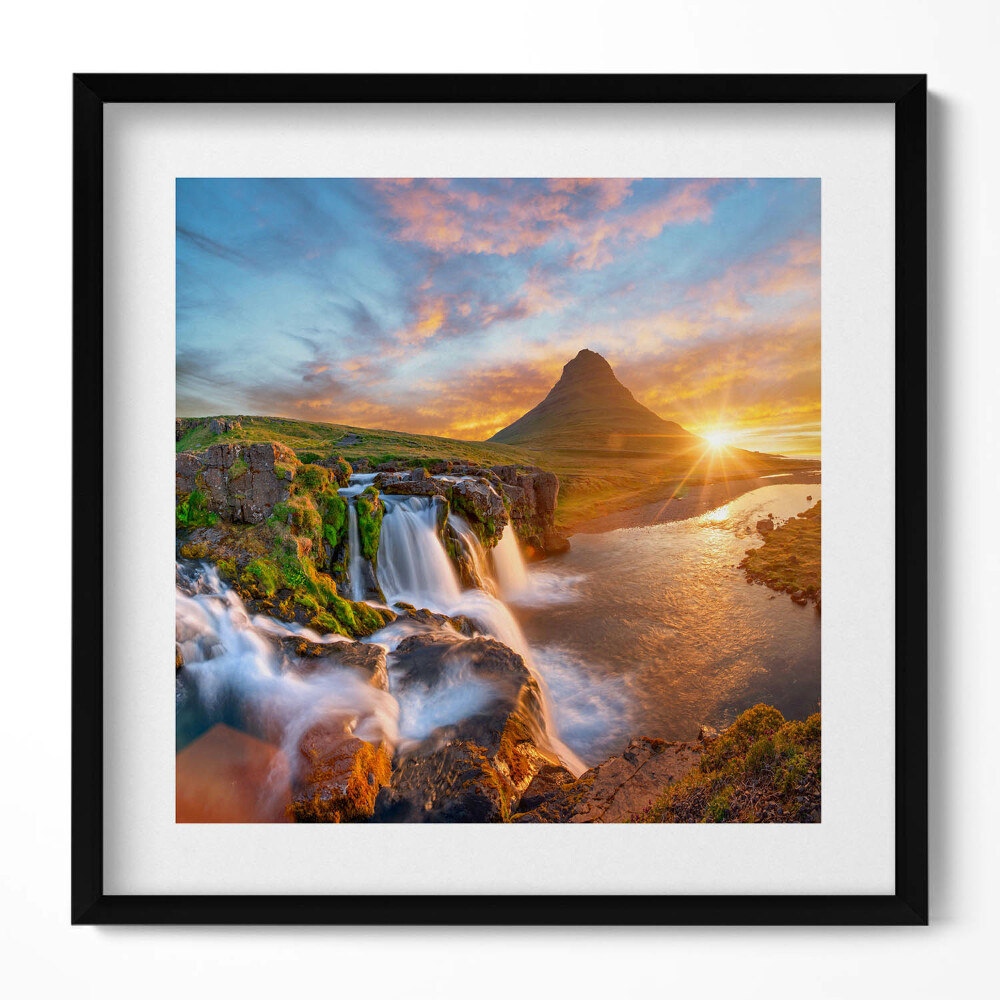 Obraz v rámu efektivní Přírodní krajina při západu slunce