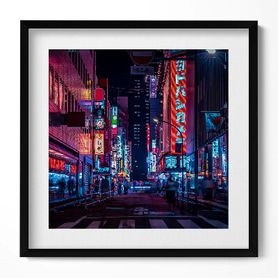 Obraz v rámu efektivní Asijské město v noci