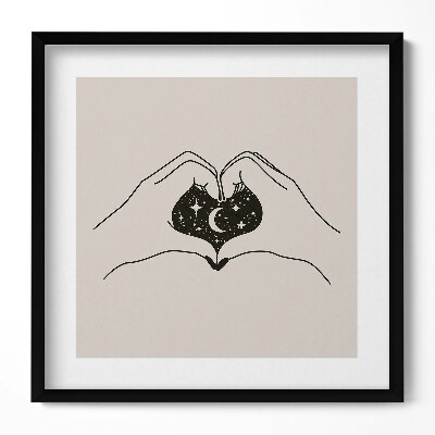 Obraz v rámu efektivní Srdce z palmy a kosmu - ilustrace