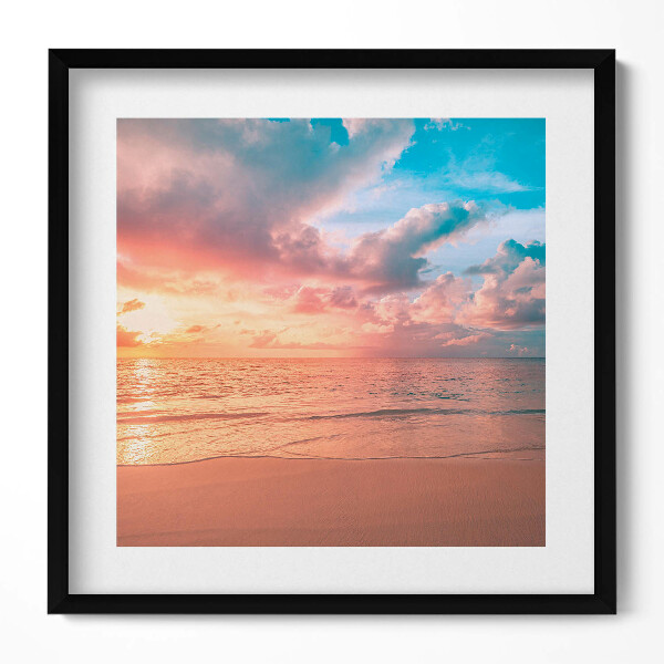 Obraz v rámu efektivní Romantický západ slunce nad mořem