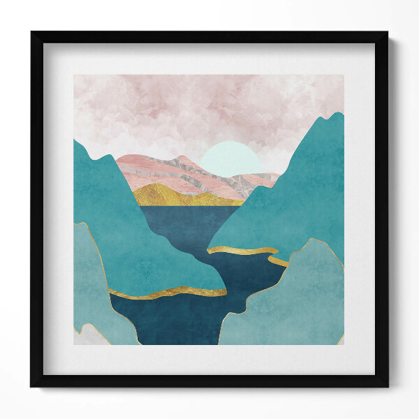 Obraz v rámu efektivní Módní ilustrace hor a řek