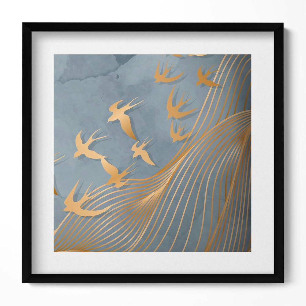 Obraz v rámu efektivní Ilustrace létajících ptáků