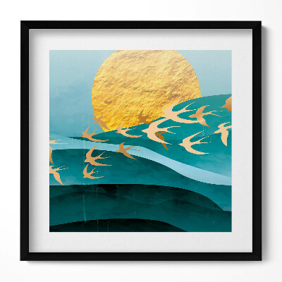 Obraz v rámu efektivní Ilustrace zlatých ptáků na obloze