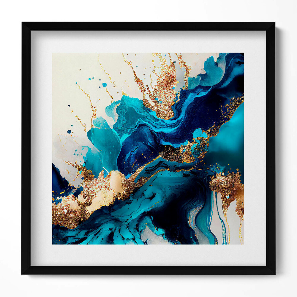 Obraz v rámu efektivní Tekutá abstrakce se zlatem