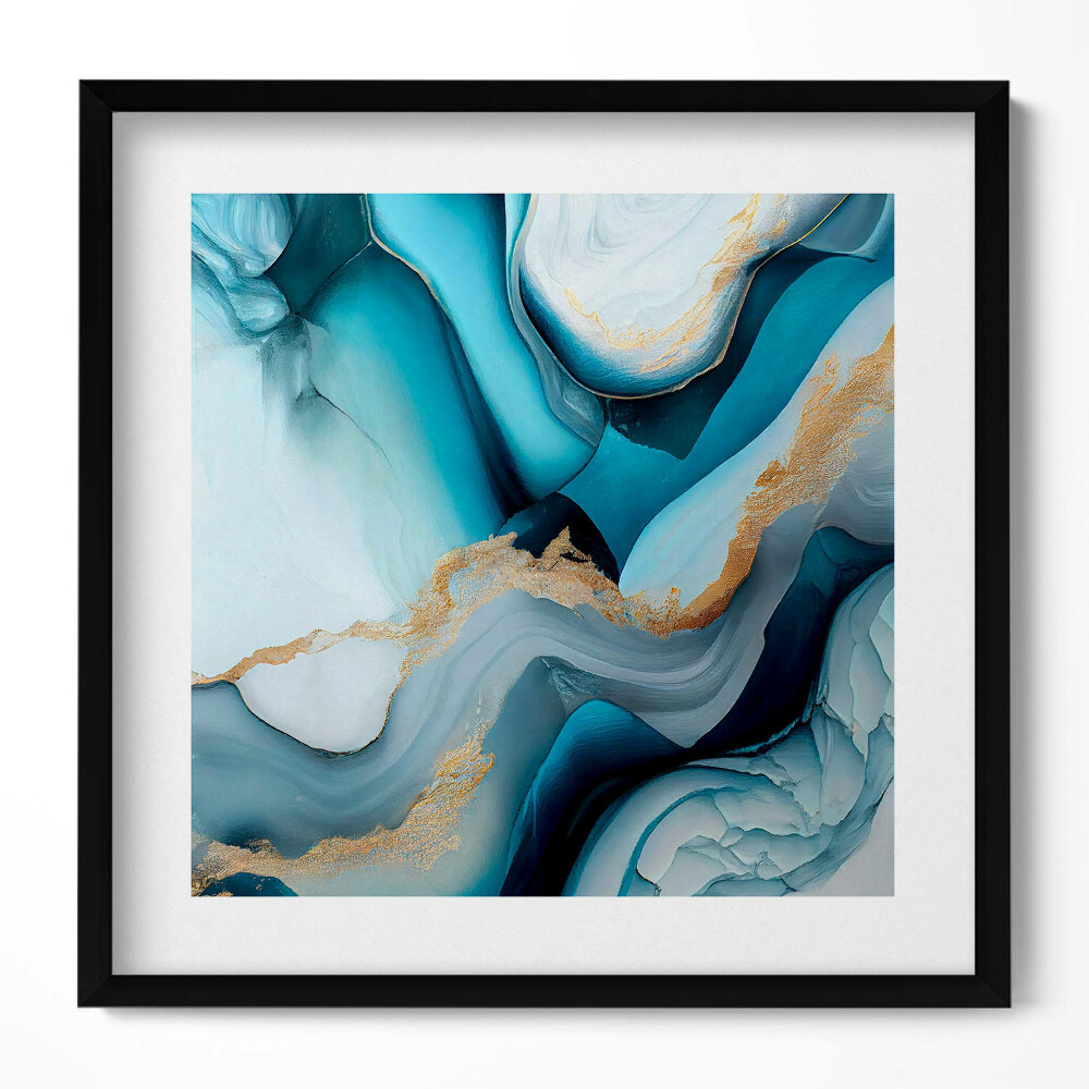 Obraz v rámu efektivní Tekutá mramorová textura se zlatem