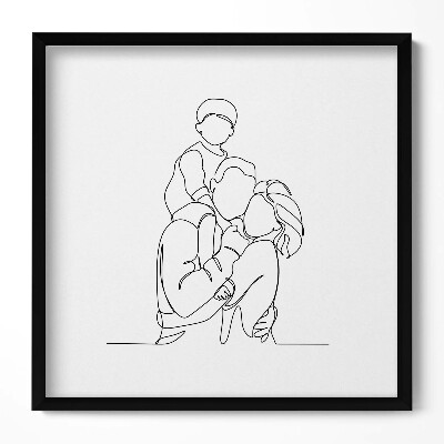Obraz v rámu efektivní Line-art šťastné rodiny s dítětem