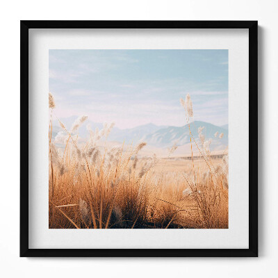 Obraz v rámu efektivní Romantická krajina trávy a hor v boho stylu