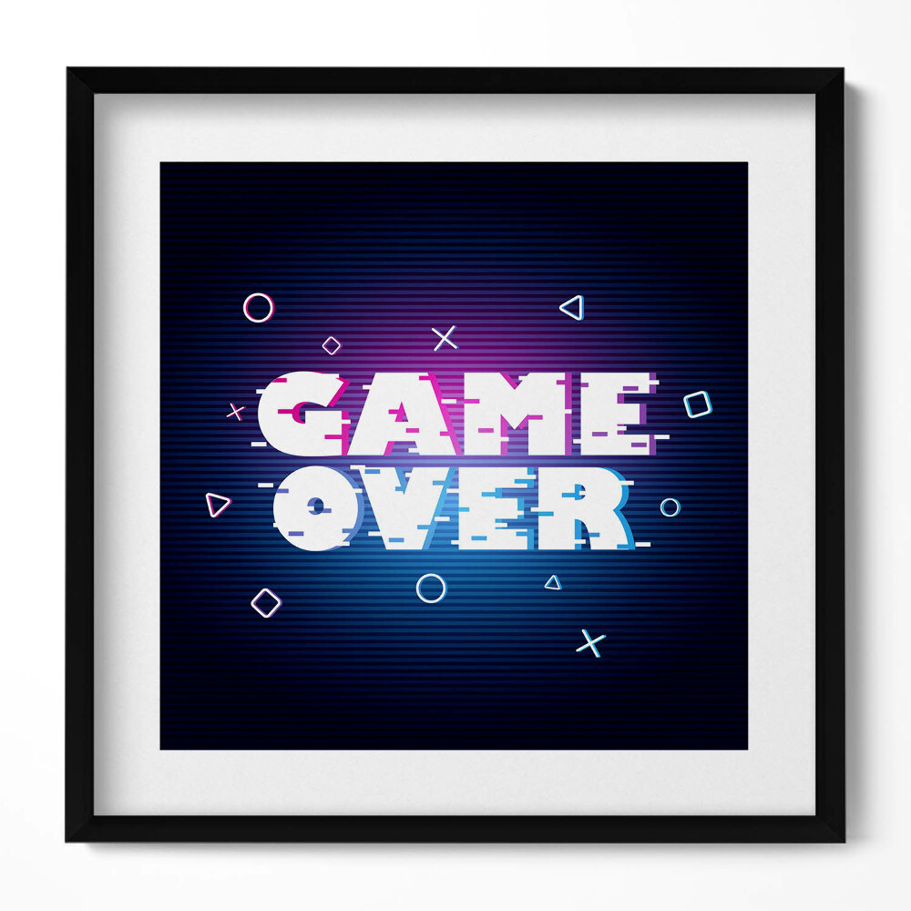 Obraz v rámu efektivní Stylizovaný nápis pro hráče "Game over"
