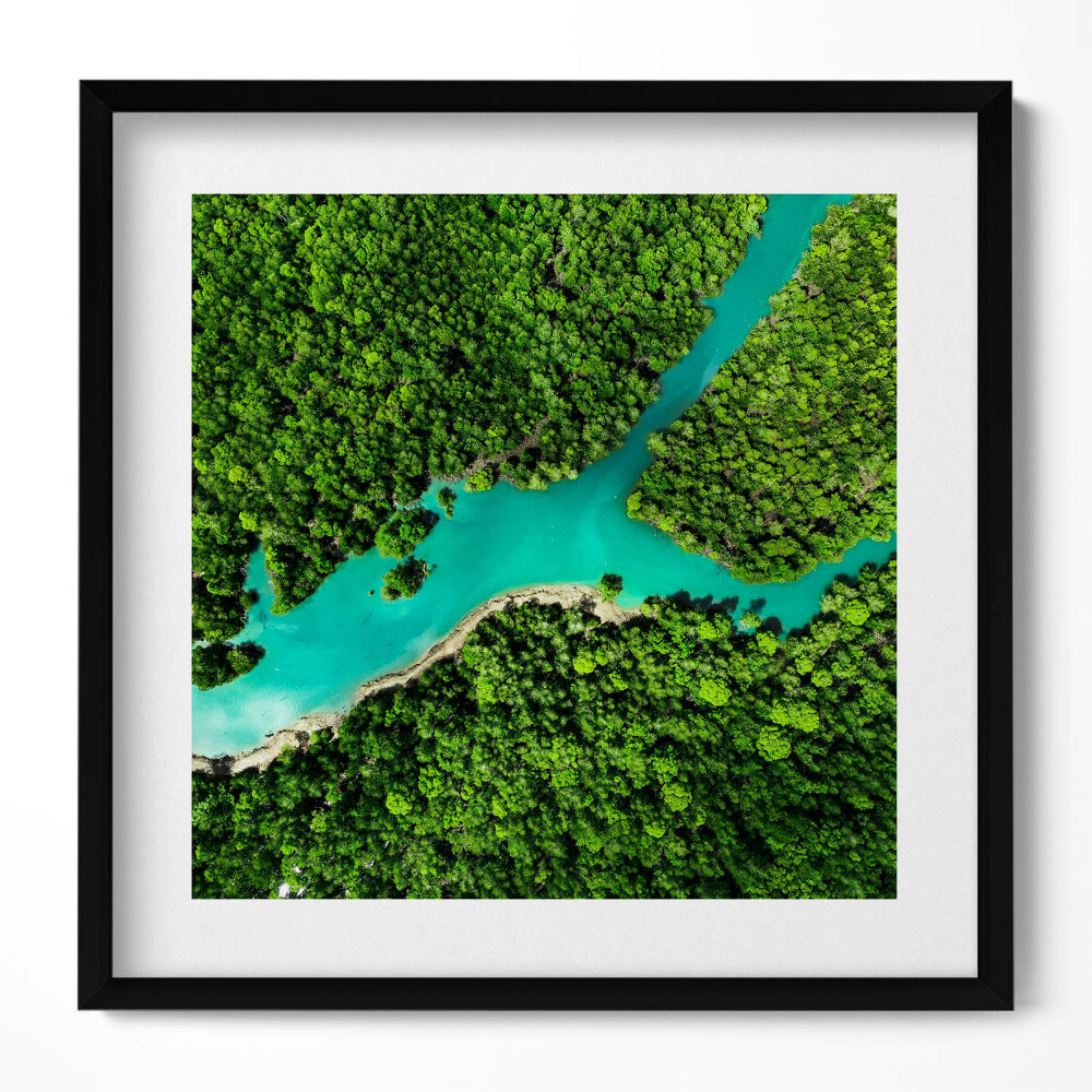 Obraz v rámu efektivní Řeka v tropických lesích z ptačí perspektivy