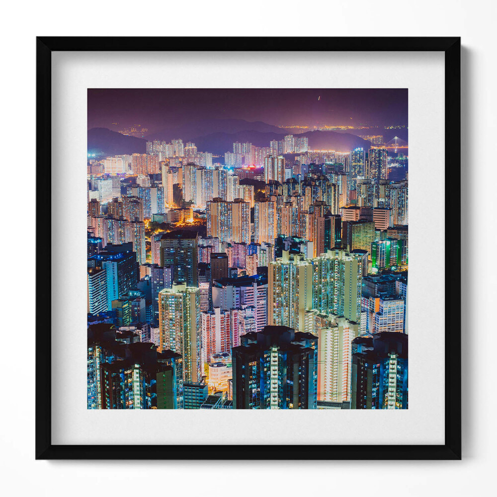 Obraz v rámu efektivní Osvětlené město v noci