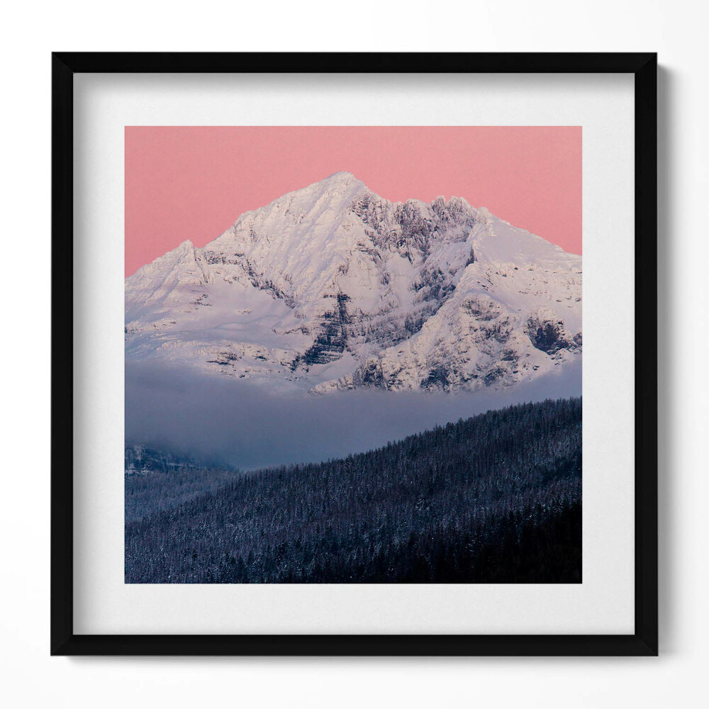 Obraz v rámu efektivní Les a zasněžený vrchol